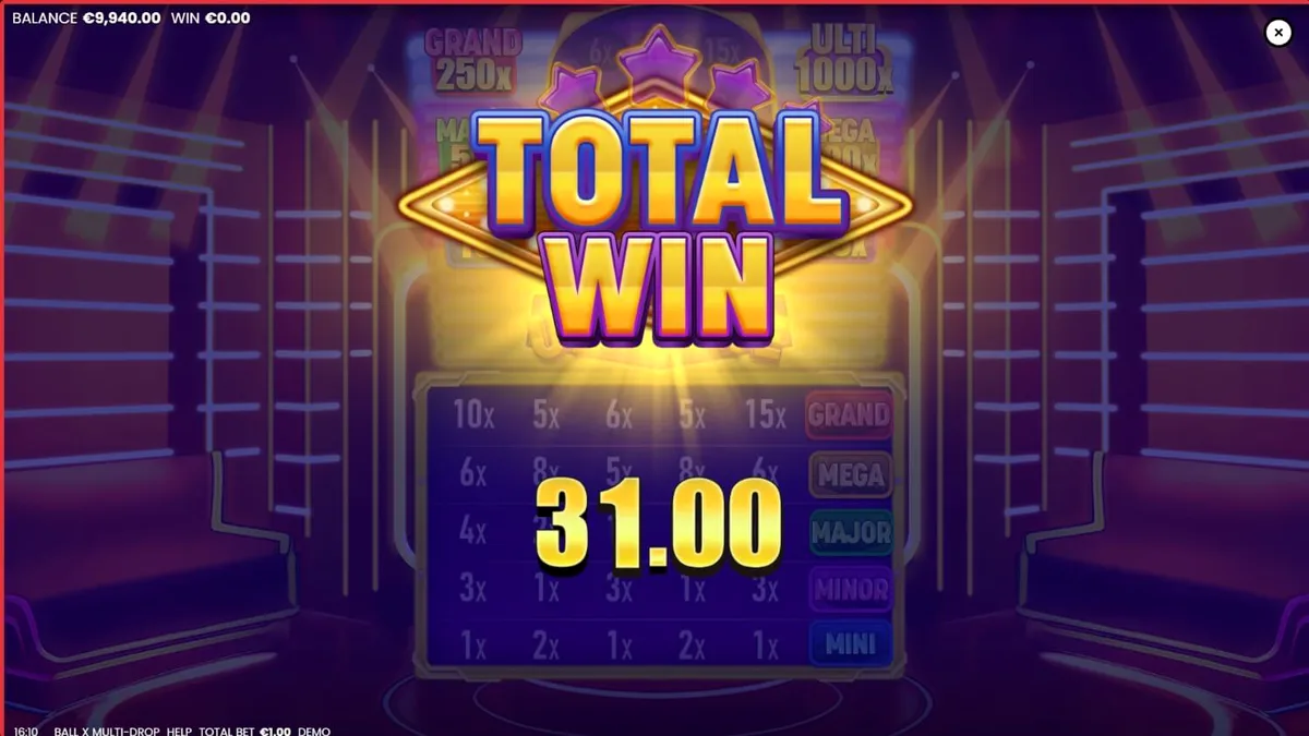 Ball X Multi-Drop slot machine neon theme